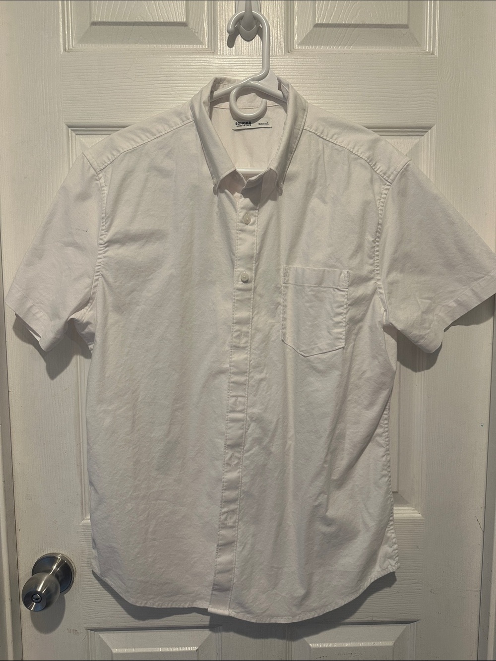 Sonoma Men's White Short-Sleeve Button-Down Shirt